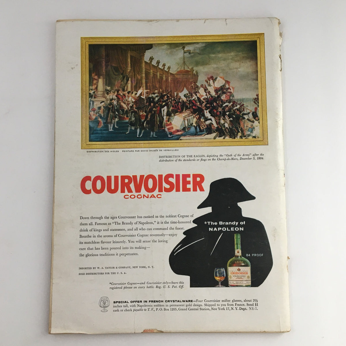 Back cover of The New Yorker Magazine April 2, 1960 showcasing a vintage advertisement for Courvoisier Cognac.