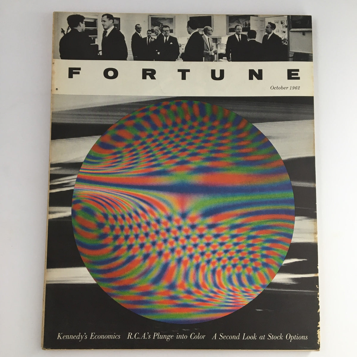 Fortune Magazine October 1962 cover featuring an artistic graphic design and the title 'A Second Look at Stock Options'.