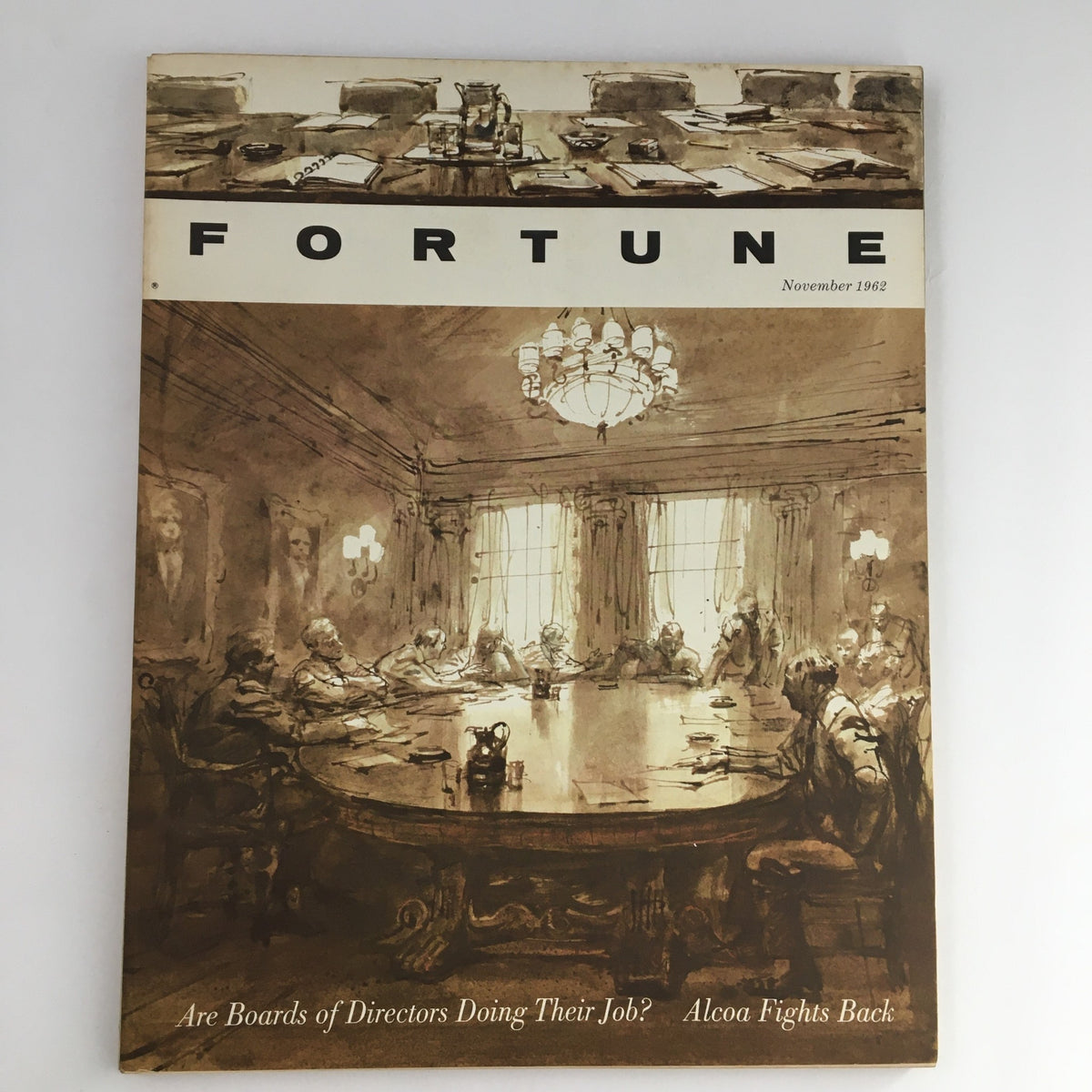 Cover of Fortune Magazine November 1962 featuring the title 'Are Boards of Directors Doing Their Jobs?' with an illustration depicting a boardroom meeting.