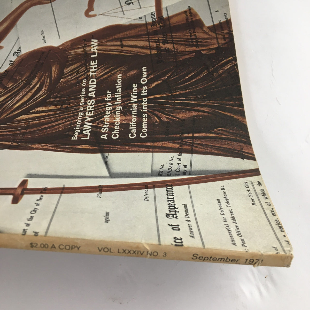 Close-up view of the September 1971 issue of Fortune Magazine, featuring the title 'A Strategy for Checking Inflation' with a vintage design that captures the essence of 1970s economic discussions.