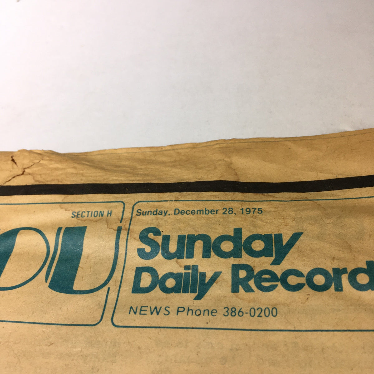 Cover page of The Sunday Daily Record, December 28, 1975, showcasing the date and title, related to the significant coverage of the Karen Anne Quinlan court case.