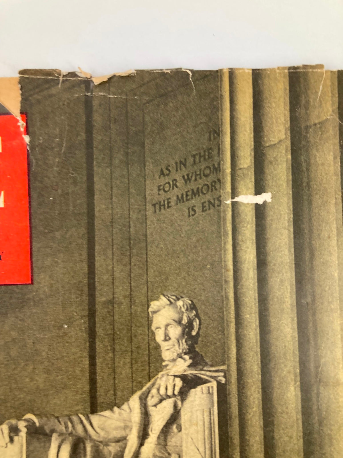 Close-up of the July 1948 VTG Boys' Life Magazine cover, featuring the iconic Lincoln Memorial in our Nation's Capital, highlighting its vintage appeal and historical significance.