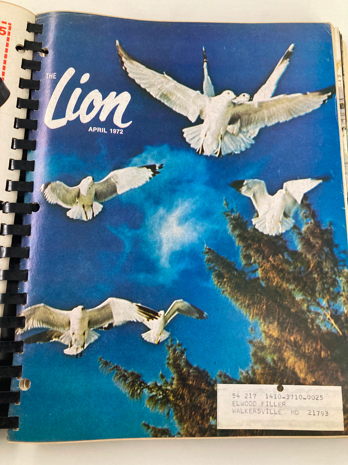 Cover of April 1972 issue of The Lion Magazine displaying flying seagulls against a blue sky, part of the 1972 January-December The Lion Magazine Full Year Hard Cover Compilation Issues.