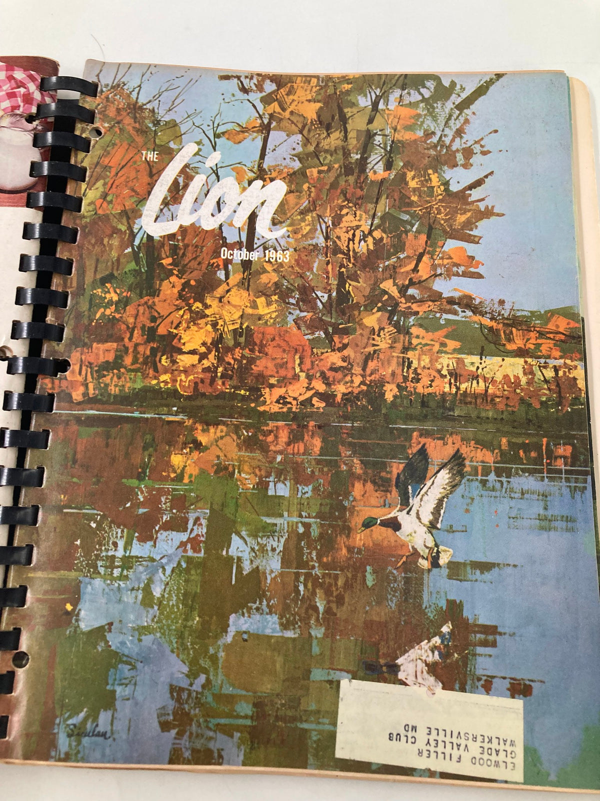 Cover of The Lion Magazine, October 1963 edition, illustrating a scenic autumn landscape with a duck, included in the 1963 January-December The Lion Magazine Full Year Hard Cover Compilation Issues.