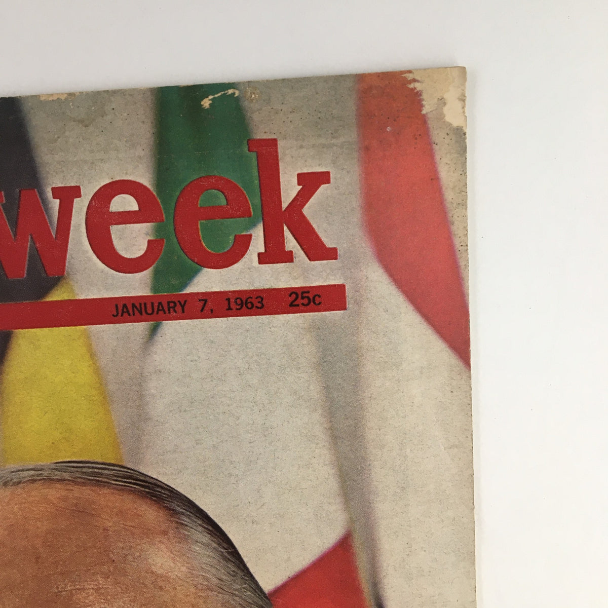 Cover of Newsweek Magazine from January 7, 1963, featuring a bold title and flags in the background, focusing on the story of Walter Hallstein and the Common Market.