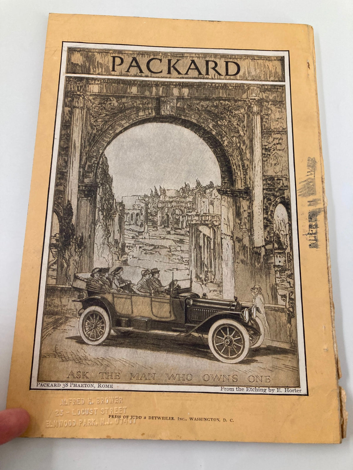 Cover of a vintage advertisement by Packard, dated June 1913, highlighting the luxury of the automobile, included in the VTG The National Geographic Magazine June 1913 issue.