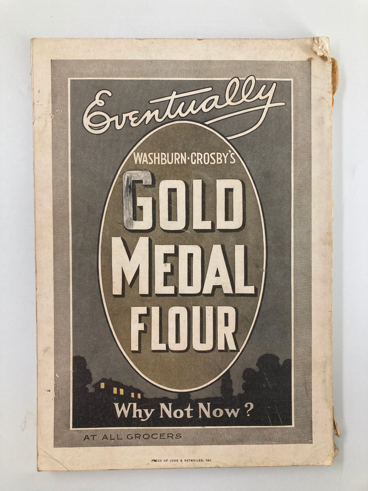 Back cover advertisement of Gold Medal Flour in the December 1915 National Geographic Magazine, reflecting the era's commercial design and branding.