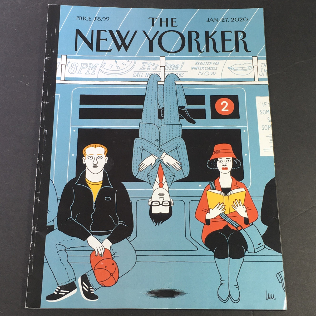 The New Yorker January 27 2020 magazine cover featuring an illustrated scene in a subway setting, designed by Luci Gutierrez. The cover showcases characters in casual attire engaging in conversation.