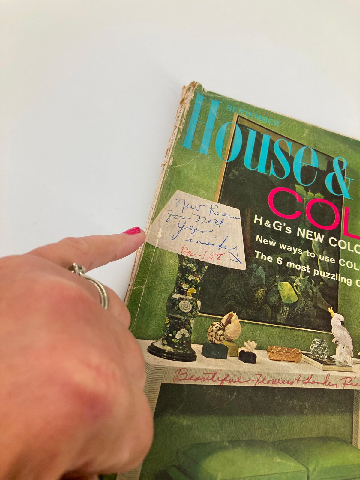 Vintage VTG House & Garden Magazine September 1966 cover featuring handwritten notes on a teapot theme, ideal for vintage collectors and home decor enthusiasts.