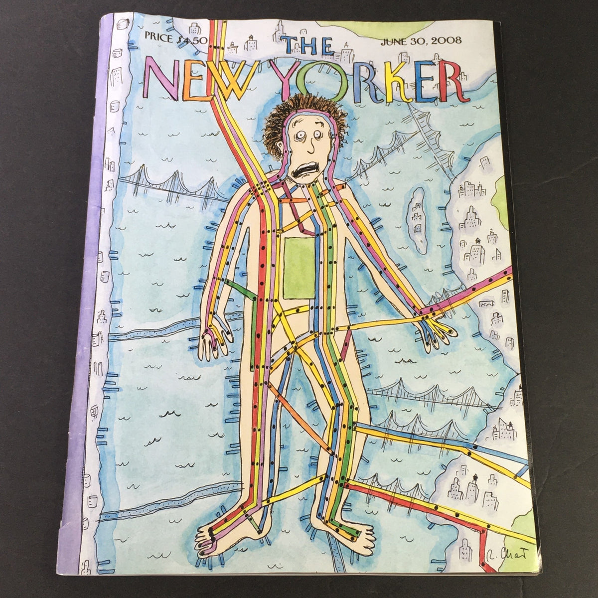 Cover of The New Yorker magazine dated June 30, 2008, illustrated by Roz Chast, featuring a whimsical design with vibrant colors and a character navigating a map-like background.
