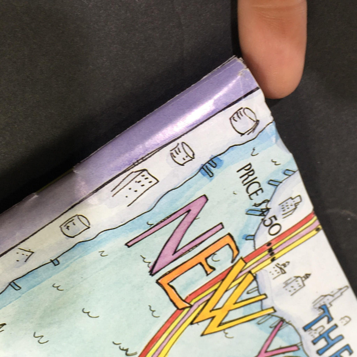 Close-up view of the top edge of The New Yorker magazine from June 30, 2008, showcasing minor wear and the iconic Roz Chast cover design.