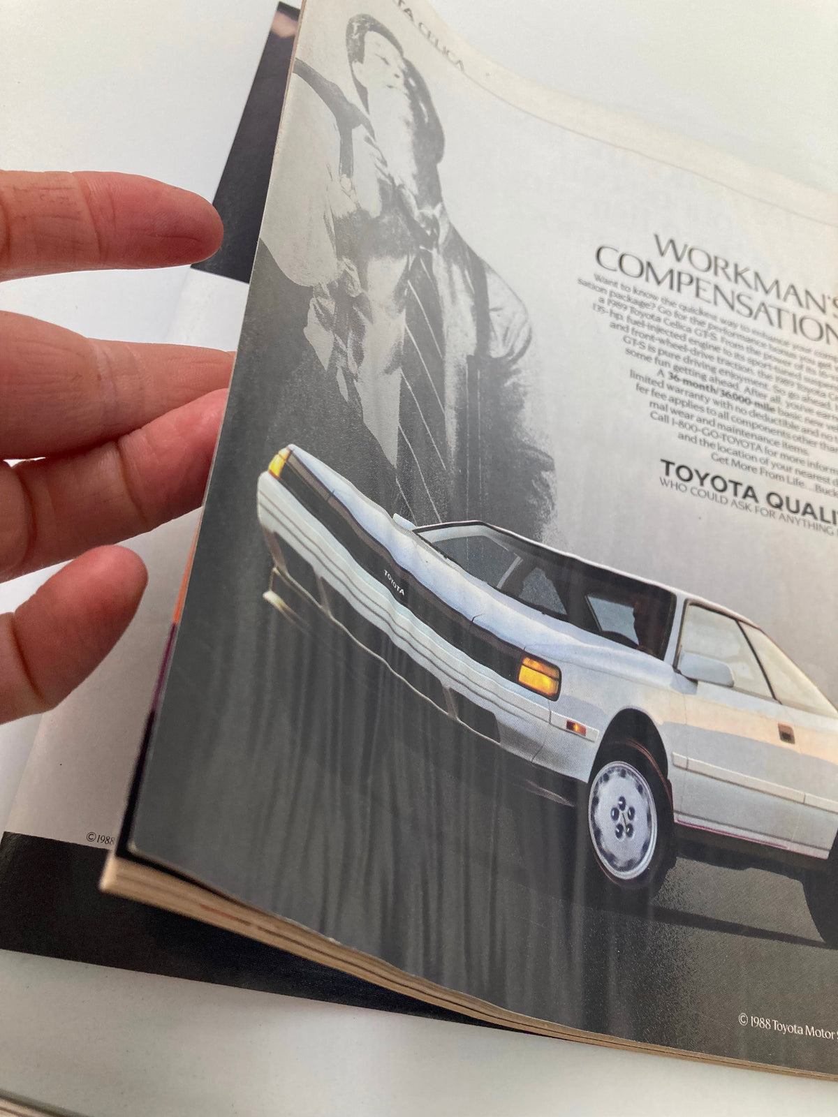 Interior page of the VTG Newsweek Magazine November 7, 1988, showing an advertisement related to Toyota with a vintage design.