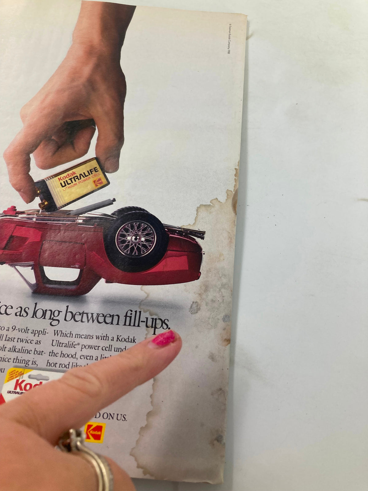 Back cover of VTG Newsweek Magazine from December 26, 1988, displaying an advertisement for Kodak batteries and signs of aging.