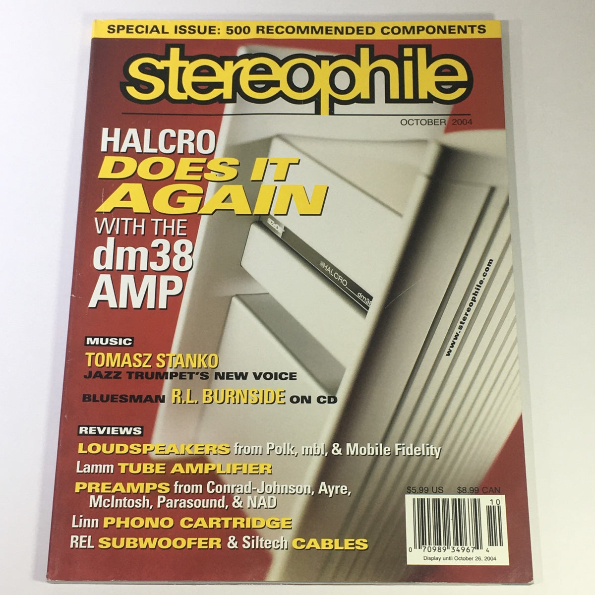 Stereophile Magazine October 2004 featuring Tomasz Stanko Jazz Trumpet and R.L. Burnside. Cover highlights music reviews and recommended components.