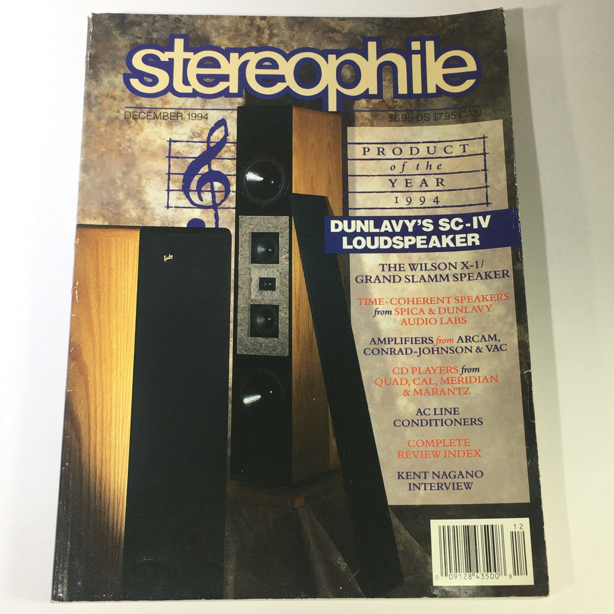 Cover of Stereophile Magazine December 1994 featuring an exclusive interview with Kent Nagano and a spotlight on the Wilson X-1 speaker. The cover displays audio equipment and highlights the magazine's focus on high-fidelity audio and music insights.