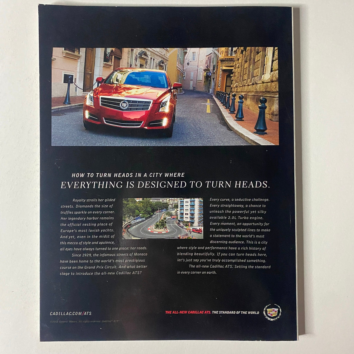 Vogue Magazine 2013 Met Gala - Sarah Jessica Parker Cover No Label VG - An advertisement for the Cadillac ATS set against a stylish urban backdrop, emphasizing luxury and design, associated with the avant-garde spirit of the 2013 Met Gala.