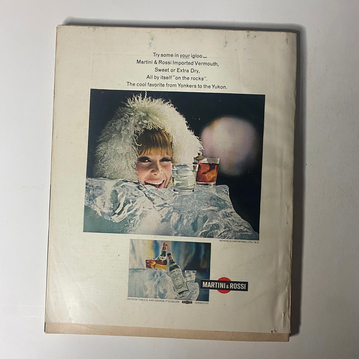 Back cover of Harper's Bazaar Magazine May 1966 featuring a vintage advertisement for Martini & Rossi vermouth, capturing the nostalgic advertising aesthetic of the era.