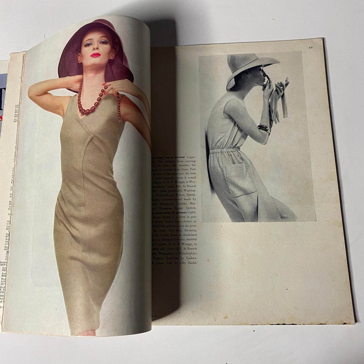 Fashion editorial spread from Harper's Bazaar Magazine June 1961, featuring stylish outfits including dresses and accessories.