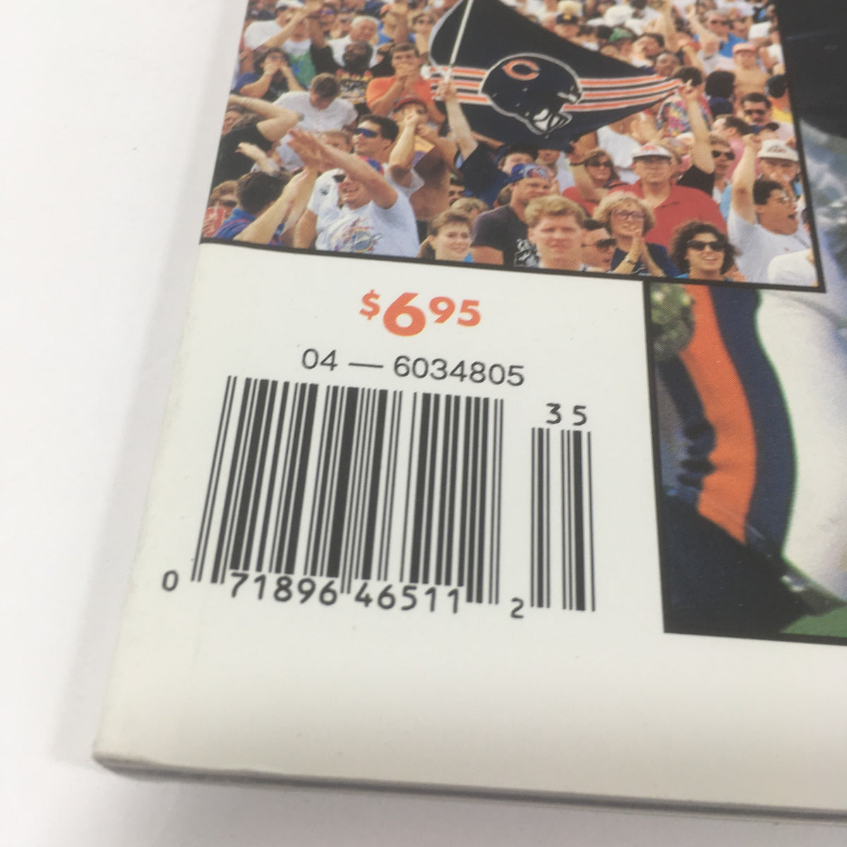 Back cover of the Chicago Bears Official 1993 Yearbook Magazine featuring a crowd of enthusiastic fans and pricing details.