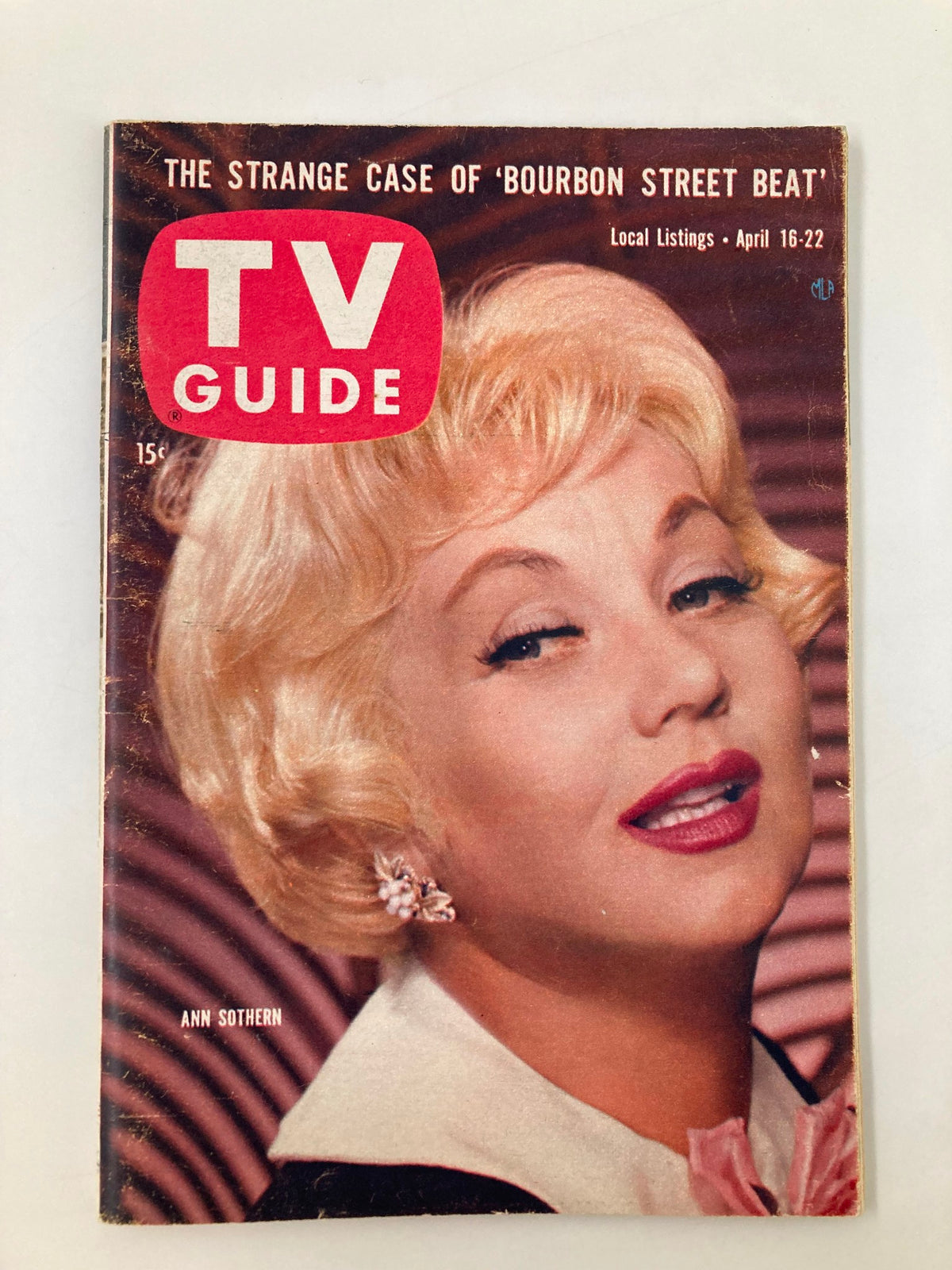 Cover of TV Guide Magazine April 16 1960 featuring actress Ann Sothern, highlighting the episode 'The Strange Case of Bourbon Street Beat' with local listings.