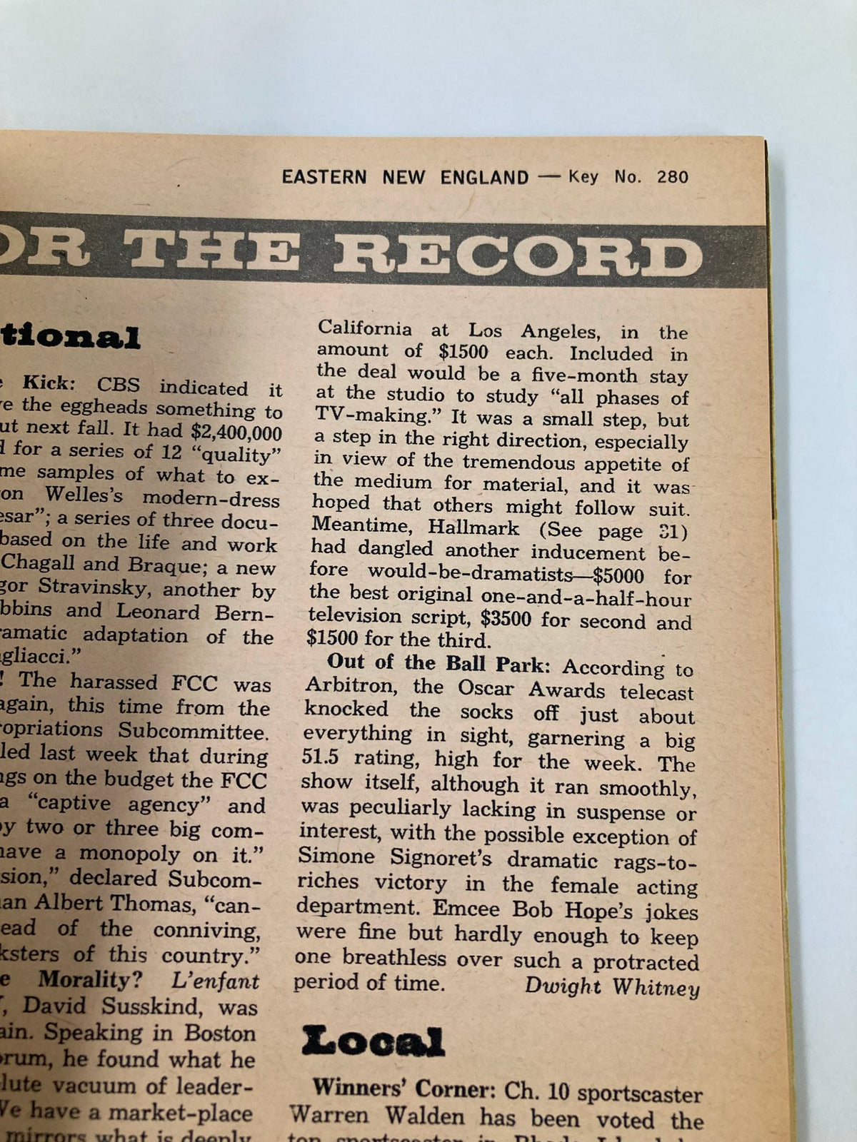 Page from TV Guide Magazine April 23 1960 featuring the Eastern New England Edition, showcasing television programming details and articles from the 1960s.