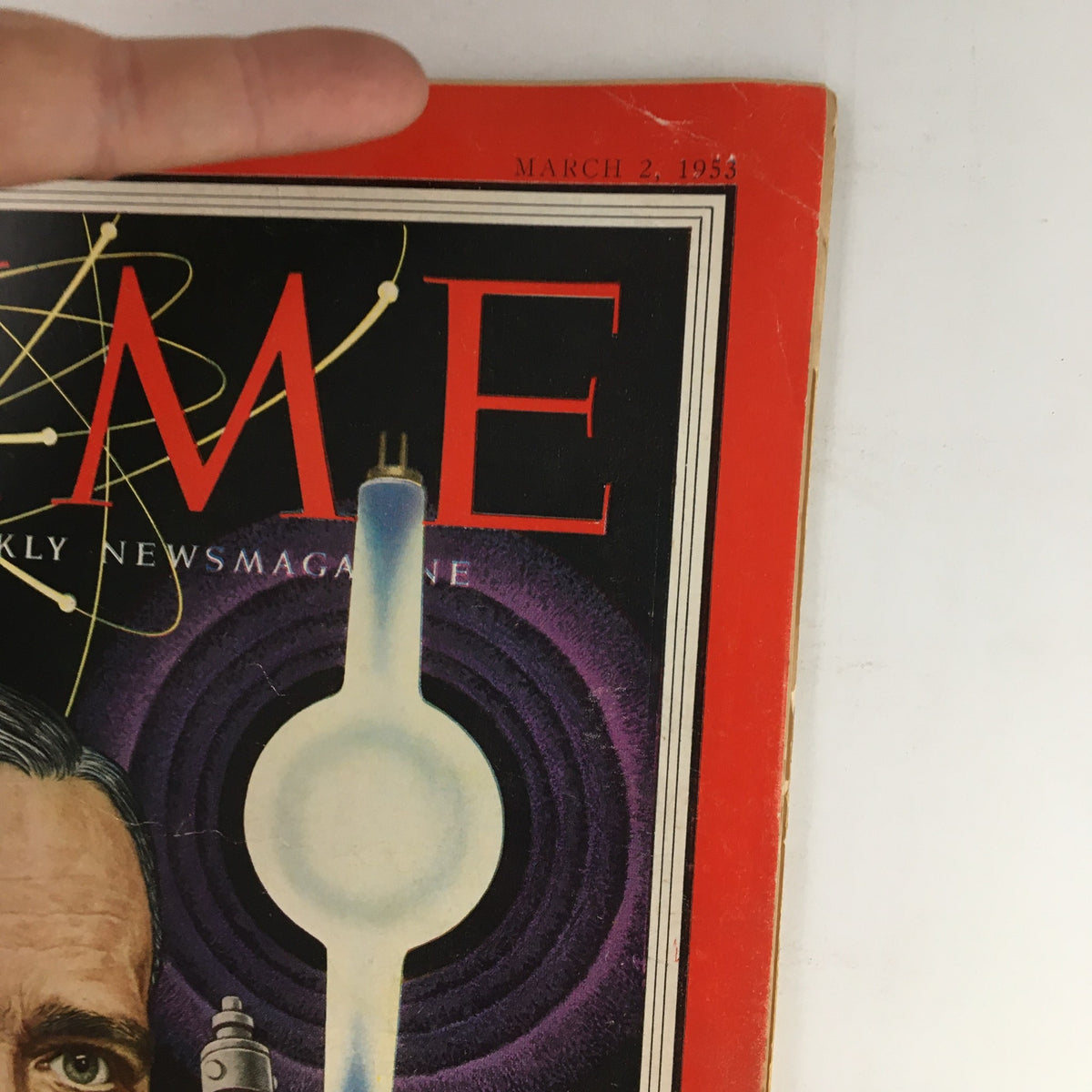 Detail of Time Magazine March 2, 1953, highlighting the title and atomic energy graphics with Gwilym Alexander Price's portrait.