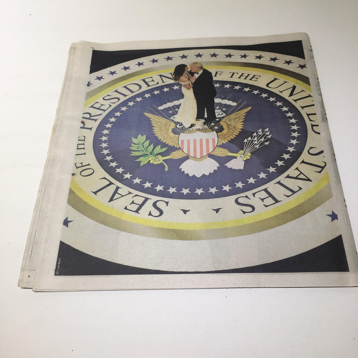 Interior page of NY York Post: January 2017, displaying the Presidential Seal with an illustration depicting traditional symbols.