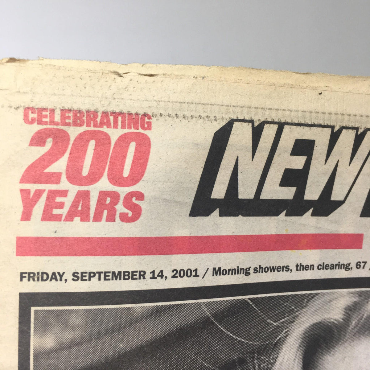New York Post: Sept 14 2001, New York's Tragic Face highlighting the newspaper header celebrating 200 years, dated September 14, 2001.