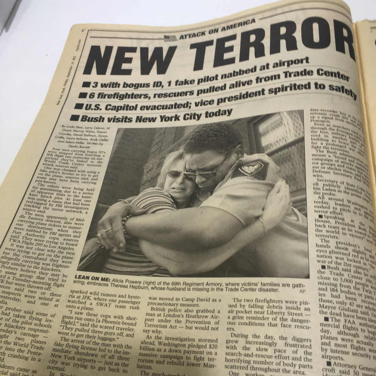 New York Post: Sept 14 2001, New York's Tragic Face detailing the aftermath of the September 11 attacks with news of terror and the impact on civilians.