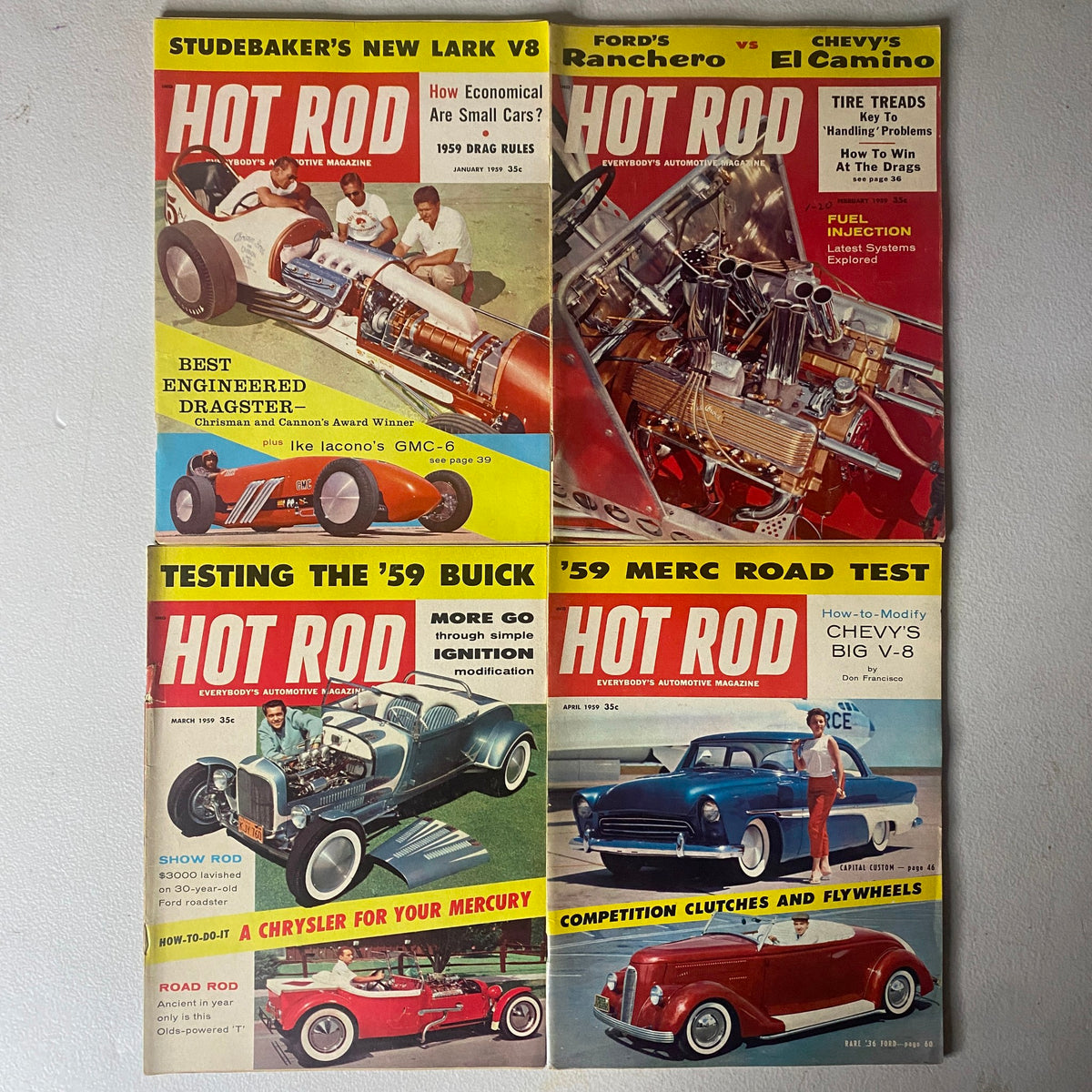 Lot of 12 Vintage Hot Rod Magazine January - December 1959 Complete Year