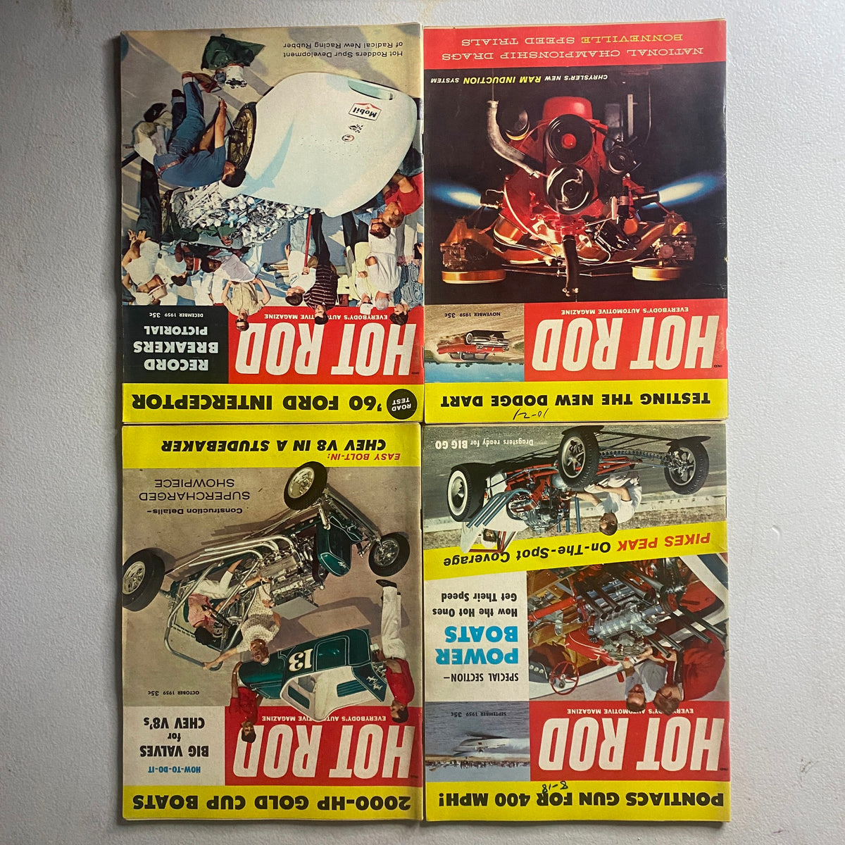 Lot of 12 Vintage Hot Rod Magazine January - December 1959 Complete Year