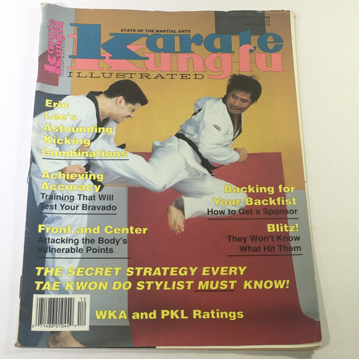 Cover of VTG Karate Kung Fu Illustrated Magazine December 1989 featuring Eric Lee, showcasing martial arts techniques and training insights.