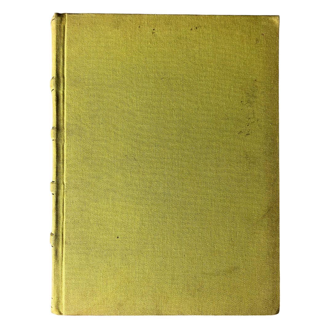 Cover of VTG 1937 Bound Life Magazine showing the spine and textured fabric in a vintage yellow finish.