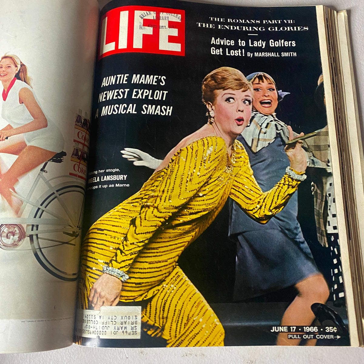Cover of VTG 1966 Bound Life Magazine from June 17, featuring Angela Lansbury in a musical performance. Captivating snapshot of entertainment from the 1960s.