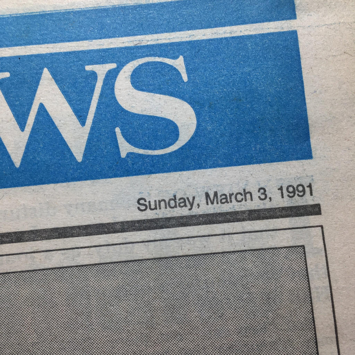 NY Daily News: March 3 1991, showing the date on the top of the newspaper page, emphasizing its publication date and relevance to historical wartime reporting.