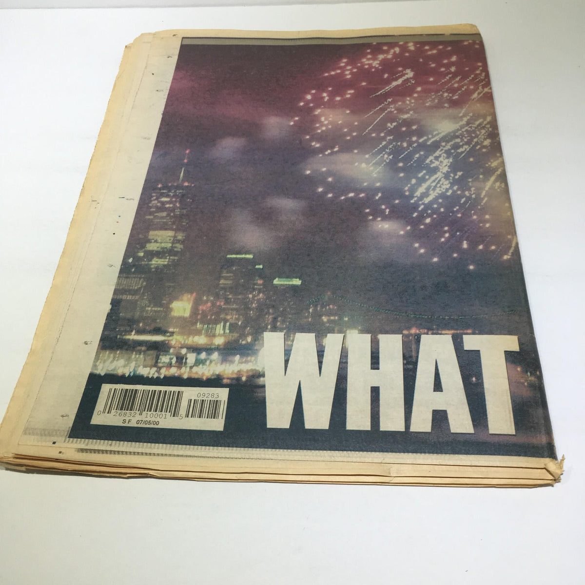 Cover view of the New York Daily News from March 16, 1991, displaying vibrant colors of fireworks against the NYC skyline.