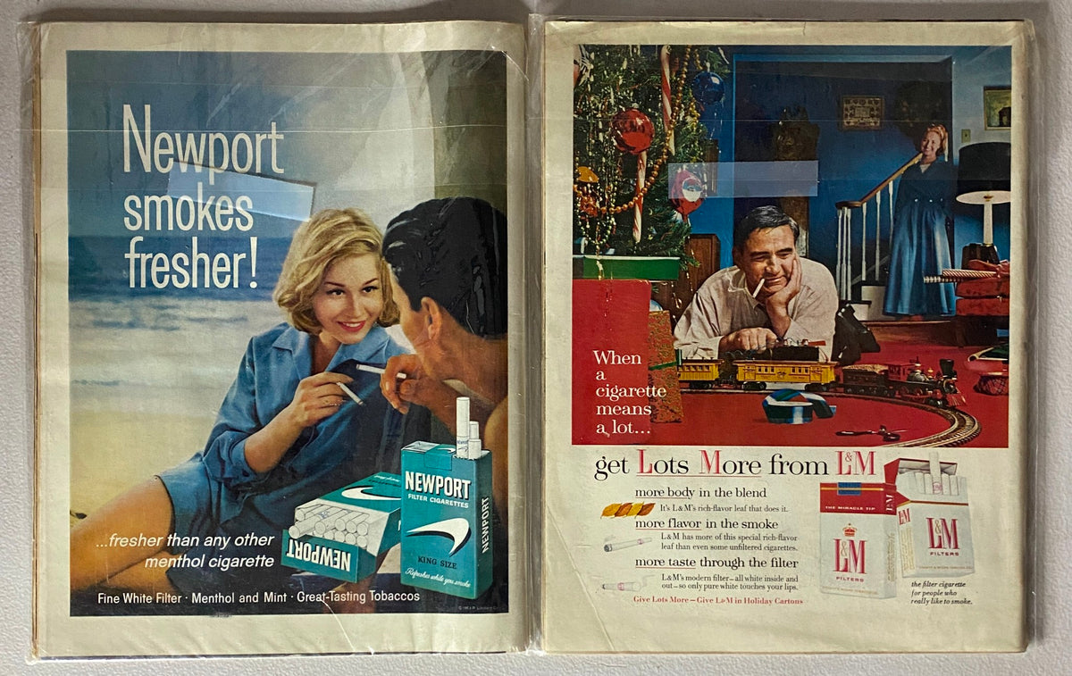Lot of 2 VTG Life Magazine November December 1963 showcasing cigarette advertisements, reflecting the popular culture of the early 1960s.