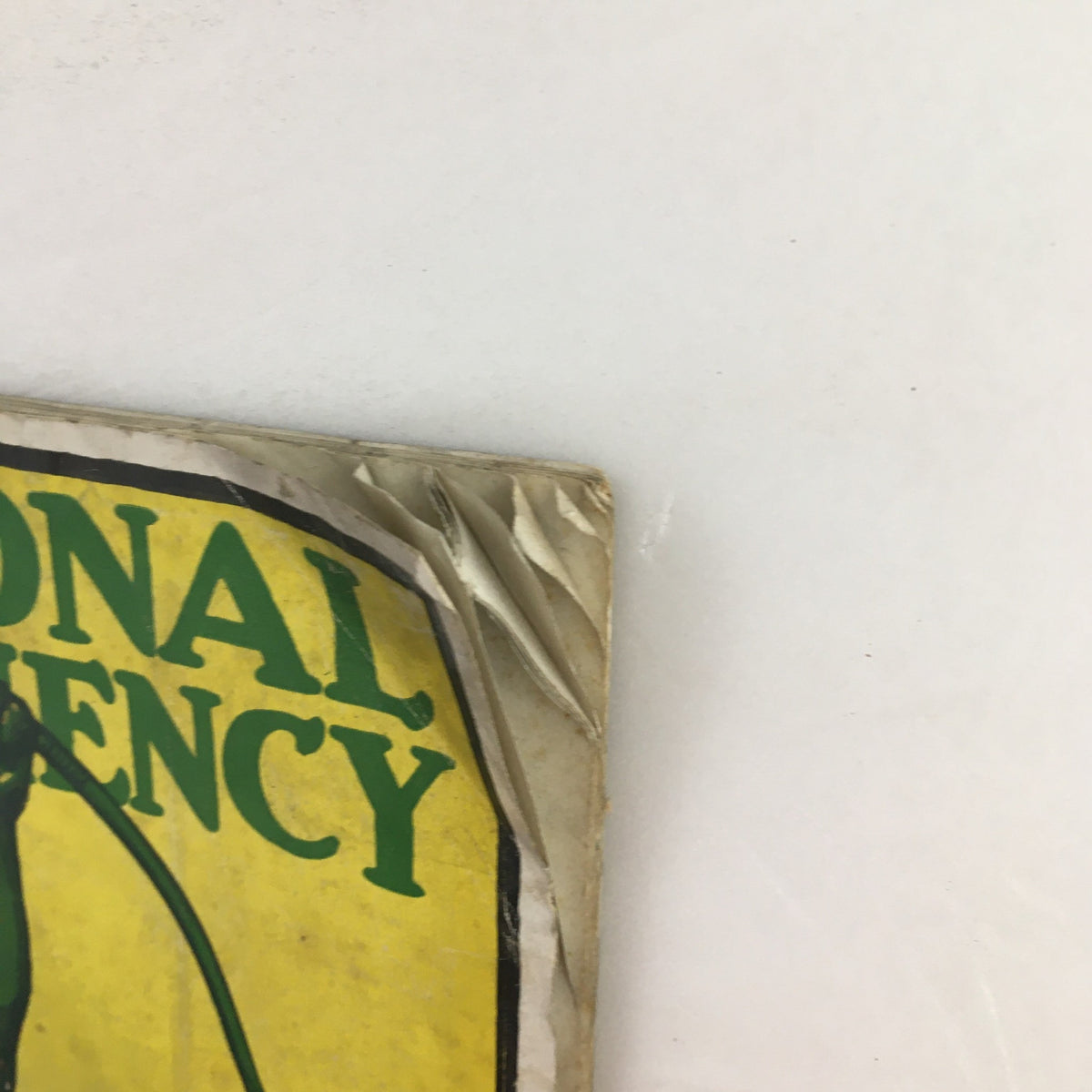Another corner of the Personal Efficiency Magazine September 1919 cover highlighting the magazine's vintage condition and wear.