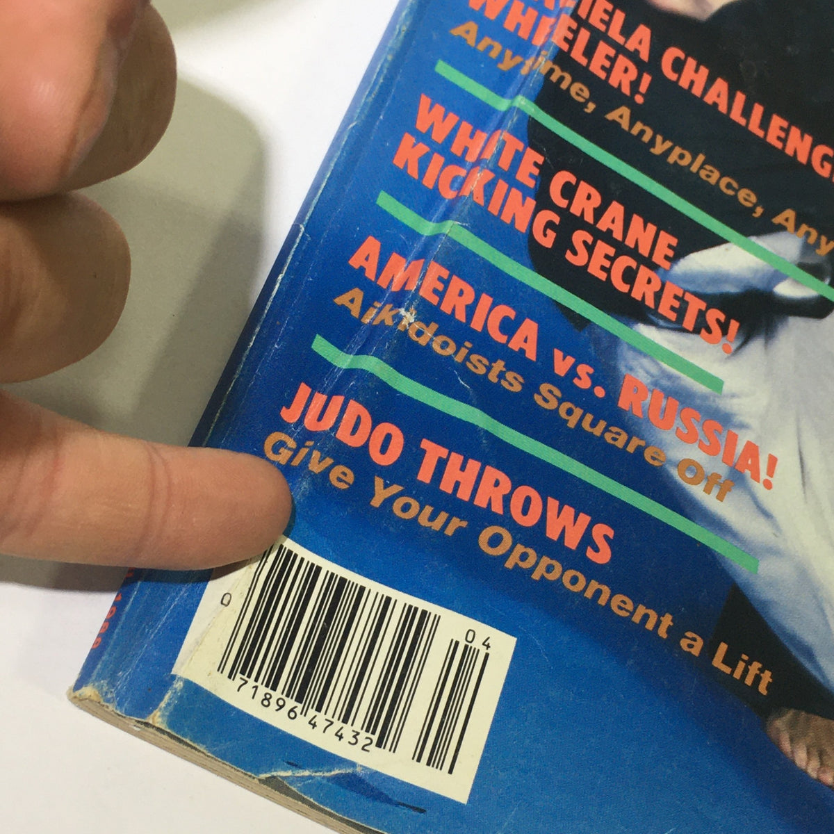 Close-up of the VTG Black Belt Magazine April 1988 cover with highlighted sections including Judo Throws and America vs. Russia.