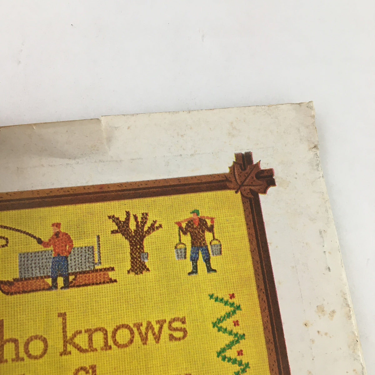 Family Circle Magazine December 1958 back cover detail, depicting vintage illustrations of outdoor scenes, enhancing the charm of this classic publication.