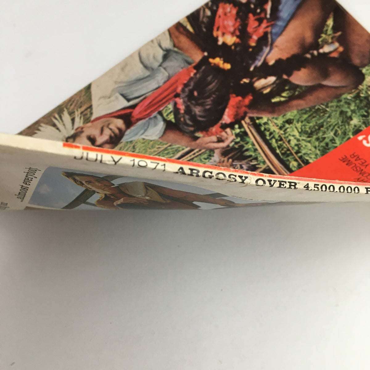 Side view of Argosy Magazine July 1971, emphasizing the vintage design and publication details, capturing the era's interest in exploration.