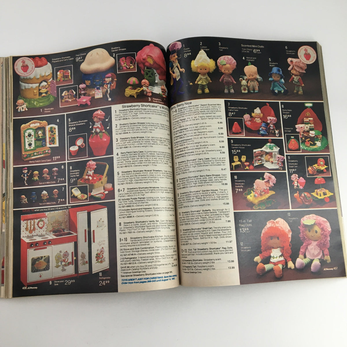 Vintage 1981 JCPenney Dandy Christmas Children's Outfit Catalog showcasing Strawberry Shortcake dolls and toys. Perfect for collectors of nostalgic memorabilia.