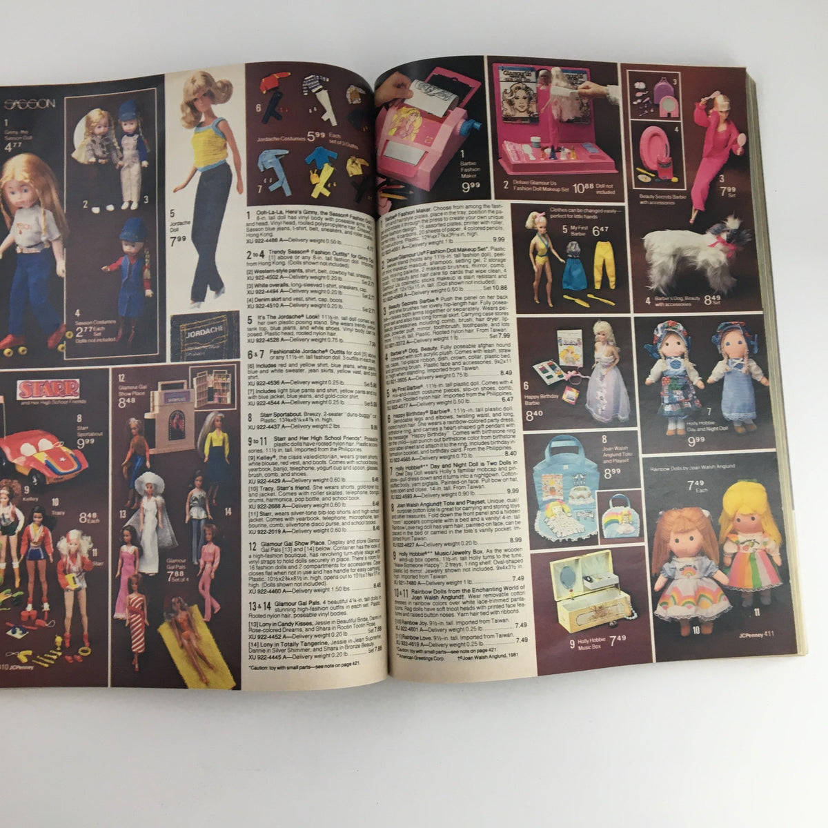 Image from the 1981 JCPenney Dandy Christmas Children's Outfit Catalog displaying fashion dolls and playsets. A must-see for vintage toy collectors.