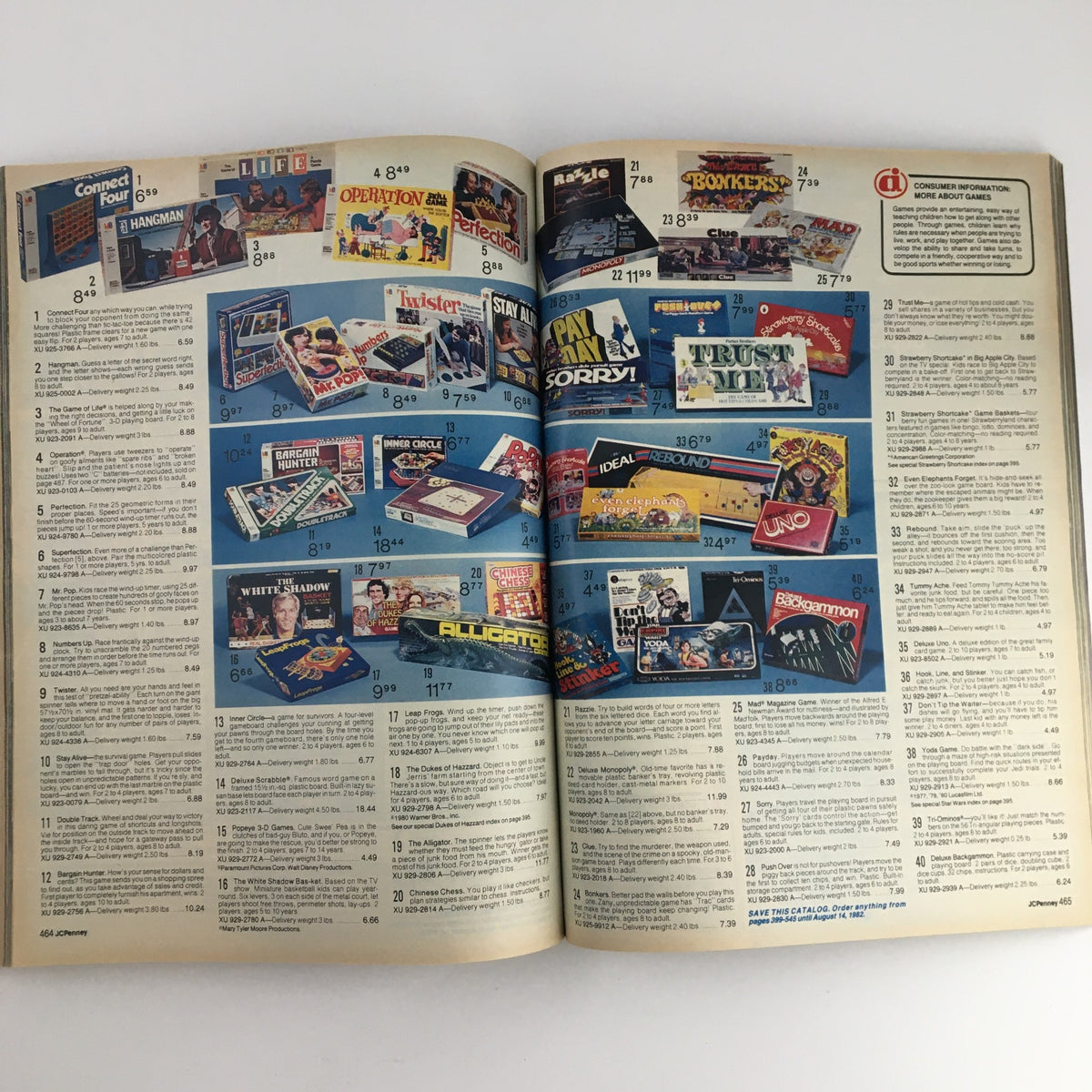 Image of board games from the 1981 JCPenney Dandy Christmas Children's Outfit Catalog. Perfect for collectors of classic games and holiday nostalgia.