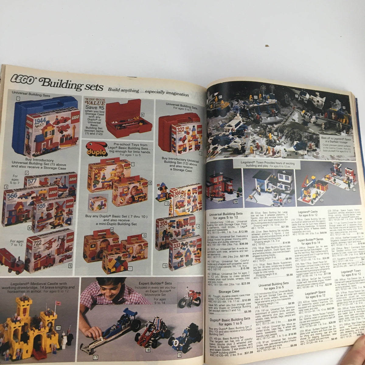 Sears Fall and Winter Atari 5200 Colecovision Price Guide Catalog displaying LEGO building sets including various playsets and pricing details.