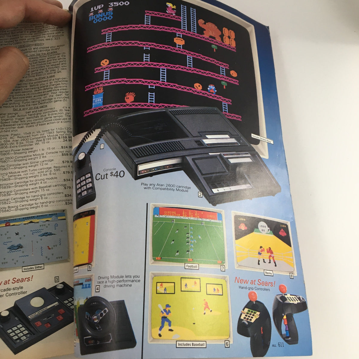 Sears Fall and Winter Atari 5200 Colecovision Price Guide Catalog featuring the Atari 5200 console with game options, including compatibility module details.