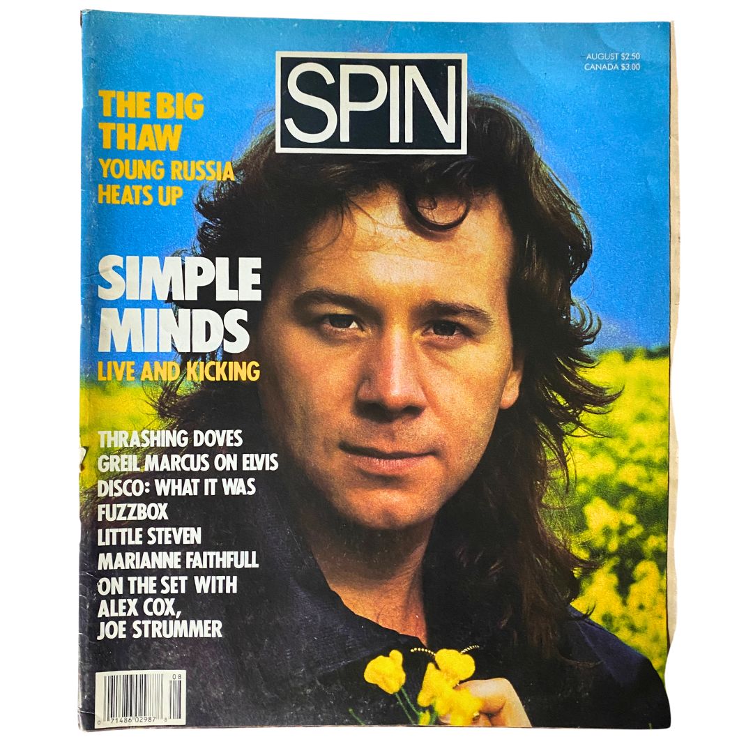 Cover of VTG Spin Magazine August 1987 Vol 3 No. 5 featuring Simple Minds, showcasing the vibrant 1980s music scene and cultural trends.