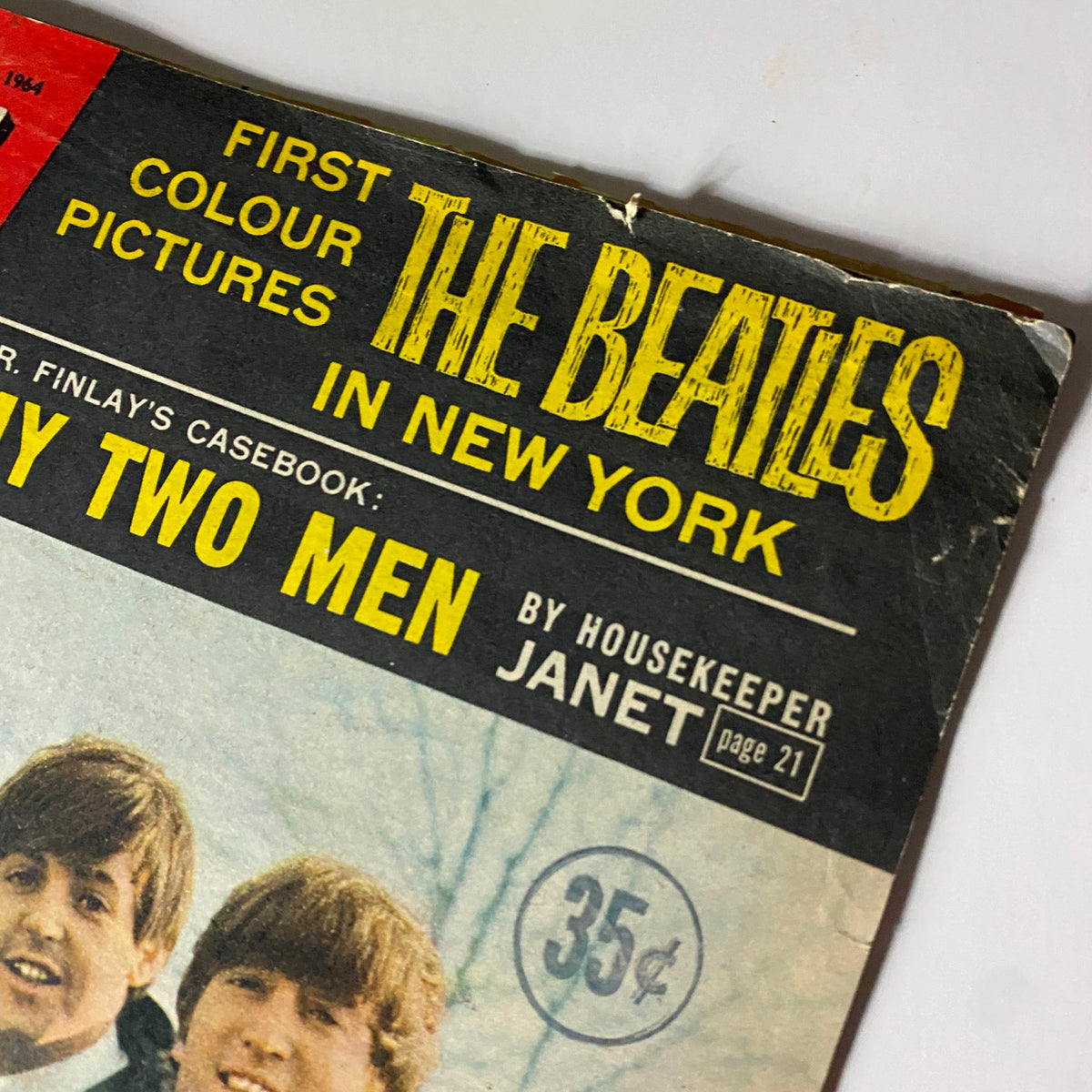 Close-up of the Today Magazine title featuring The Beatles in New York, highlighting the historical significance of the first color pictures.