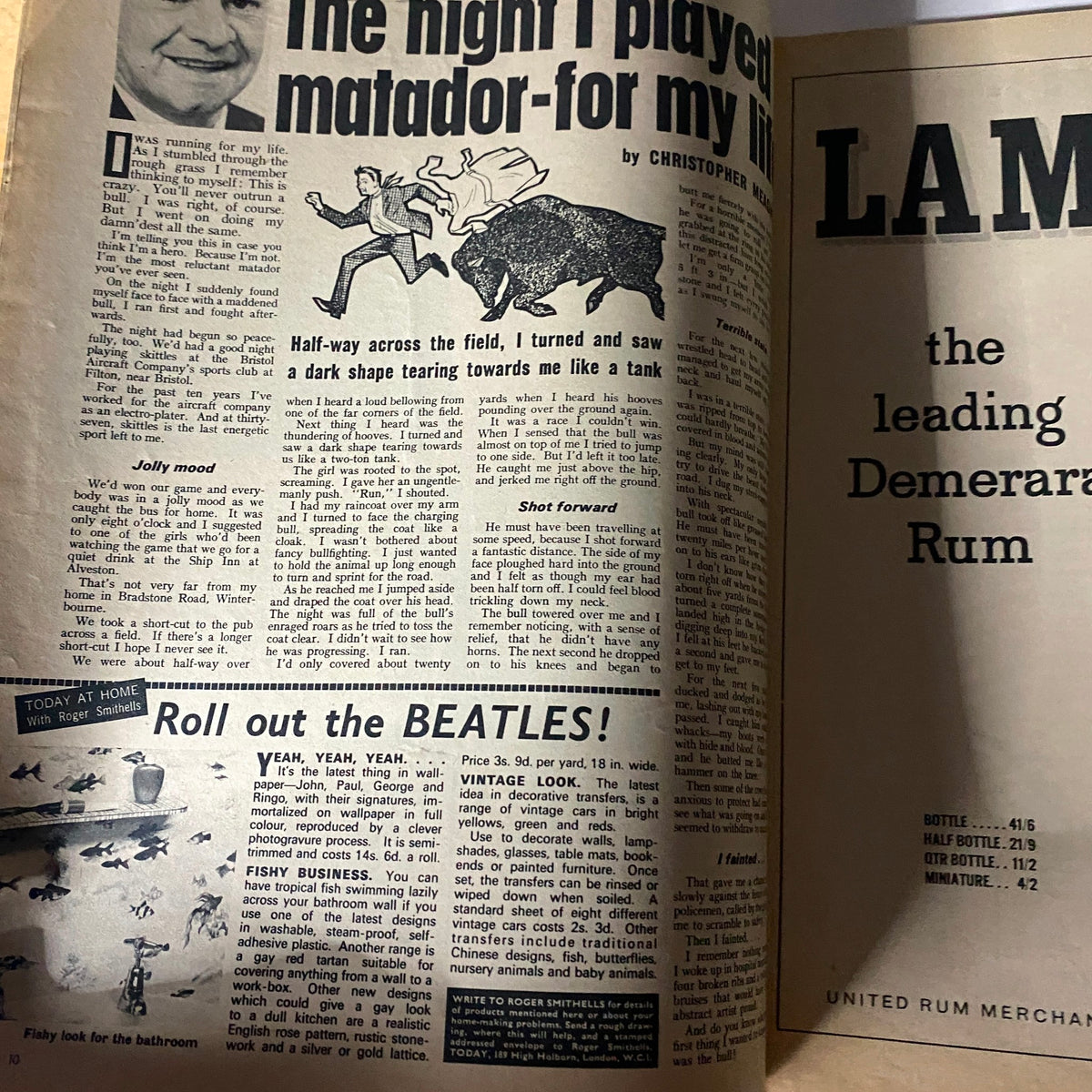 An article from VTG Today Magazine February 29, 1964 featuring The Beatles in New York. The image contains text and illustrations discussing various topics including an appeal to readers to "Roll out the BEATLES!" highlighting their cultural influence during Beatlemania.