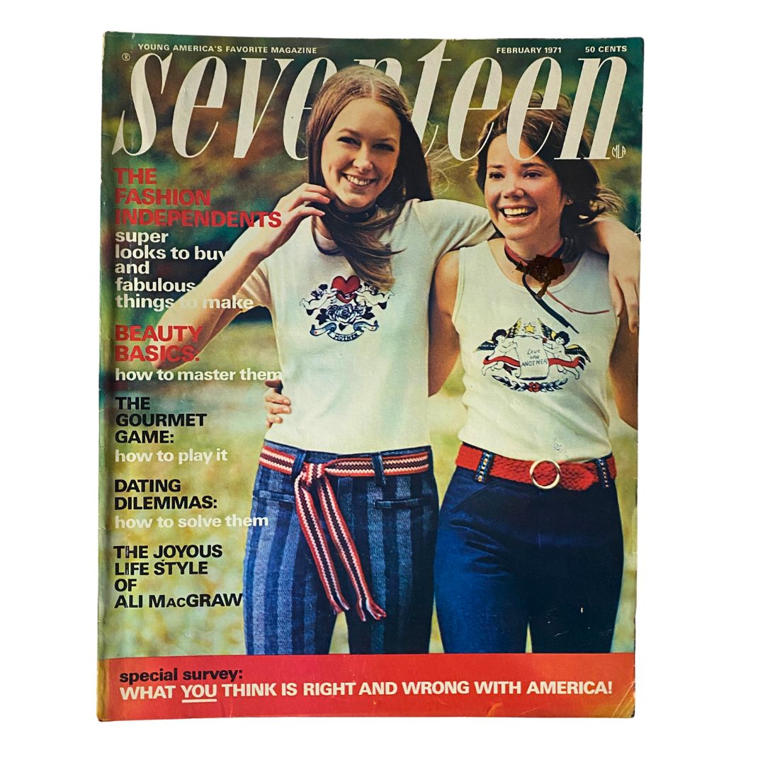 Vintage Seventeen Magazine February 1971 Joyous Life Style of Ali MacGraw No Label